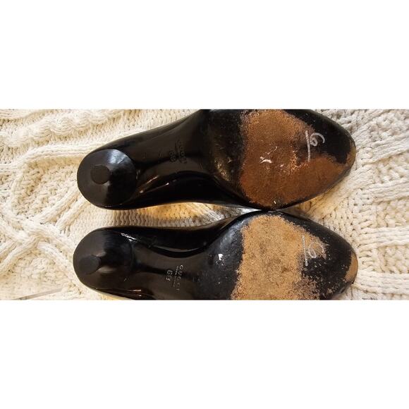 Gucci Patent Leather Stiletto Heels Classic Black - Logo Heel Tag- Womens Sz 6B - Picture 11 of 13
